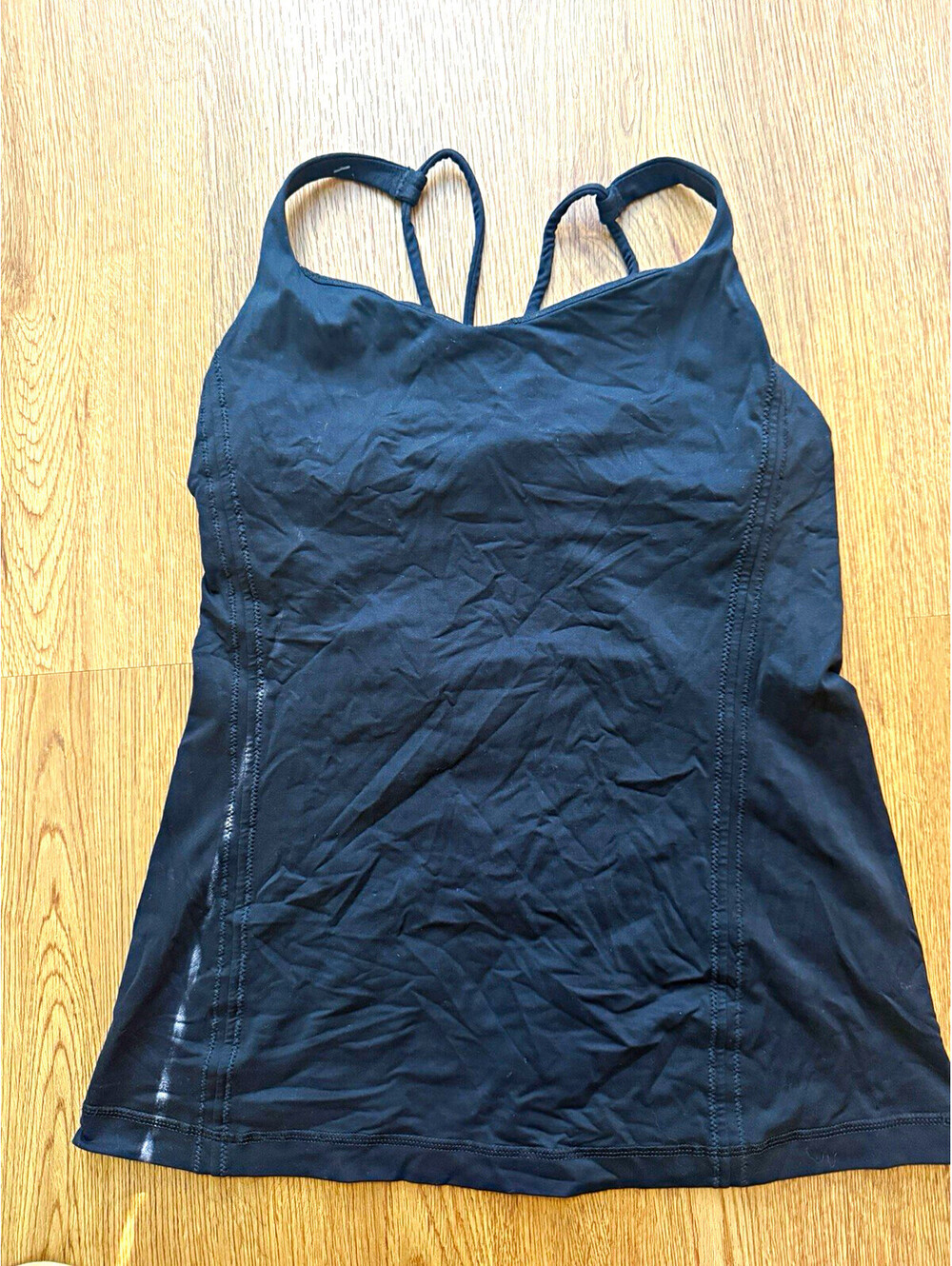 Lululemon Black Strappy Back Tank Top Built In Bra Women’s Size 8 Yoga
